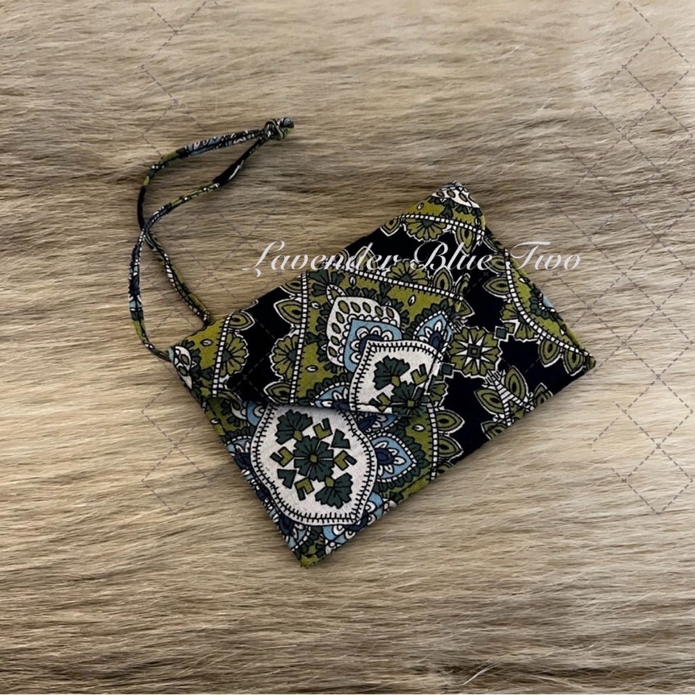 Vintage VERA BRADLEY Cambridge Luggage Tag Envelope Card Holder Green Blue 2007